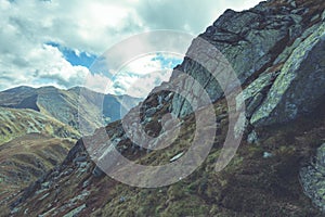 Slovakian carpathian mountains in autumn. rock textures on walls