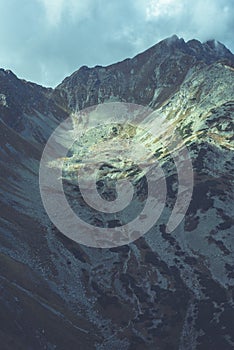 Slovakian carpathian mountains in autumn. rock textures on walls