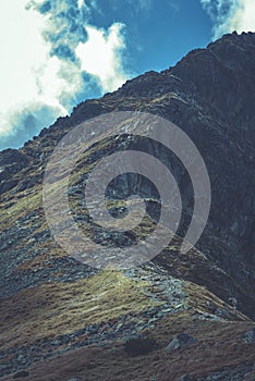 Slovakian carpathian mountains in autumn. rock textures on walls