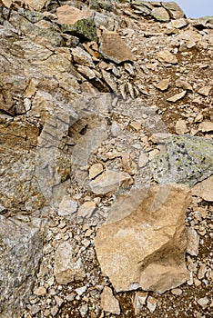 Slovakian carpathian mountains in autumn. rock textures on walls