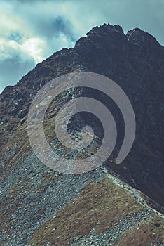 Slovakian carpathian mountains in autumn. rock textures on walls