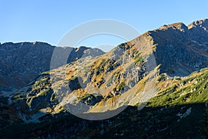 slovakian carpathian mountains in autumn. sunny hill tops in sum