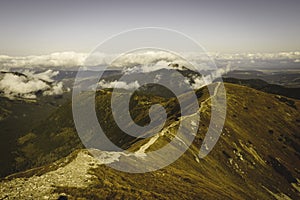 Slovakian carpathian mountains in autumn. - vintage film look