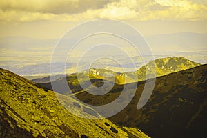 Slovakian carpathian mountains in autumn. - vintage film look