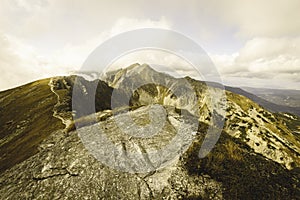 Slovakian carpathian mountains in autumn. - vintage film look