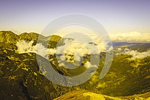 Slovakian carpathian mountains in autumn. - vintage film look