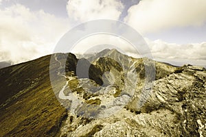 Slovakian carpathian mountains in autumn. - vintage film look