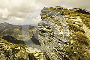 Slovakian carpathian mountains in autumn. - vintage film look