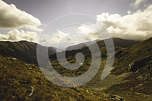 Slovakian carpathian mountains in autumn. - vintage film look