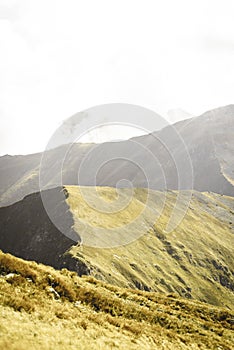 Slovakian carpathian mountains in autumn. - vintage film look