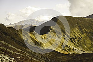 Slovakian carpathian mountains in autumn. - vintage film look