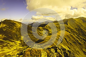 Slovakian carpathian mountains in autumn. - vintage film look