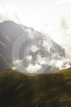 Slovakian carpathian mountains in autumn. - vintage film look