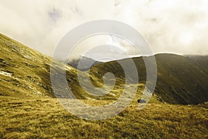 Slovakian carpathian mountains in autumn. - vintage film look