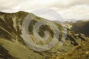 Slovakian carpathian mountains in autumn. - vintage film look