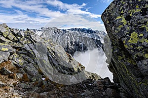 Slovakian carpathian mountains in autumn. way to Krivan