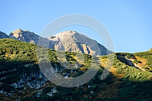 Slovakian carpathian mountains in autumn. sunny hill tops in sum