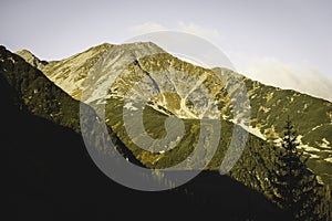 Slovakian carpathian mountains in autumn. sunny hill tops in sum