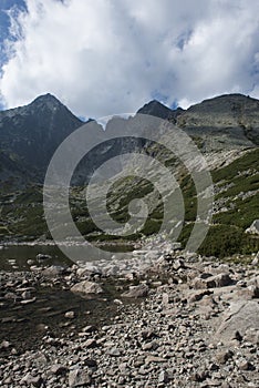 Slovakian mountains - High tatras peak with lake