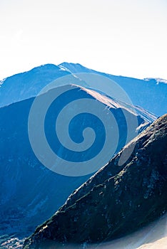 Slovakian Tatra mountain high peaks on the blue sky background