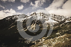 Slovakian tatra mountains in summer - vintage retro look