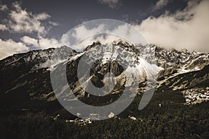 Slovakian tatra mountains in summer - vintage retro look