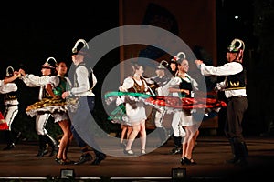 Slovakian traditional dance group performing spectacular dance