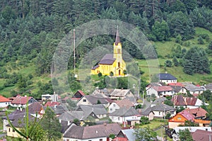 Slovakian village with a church, Smolnicka Huta, Slovakia