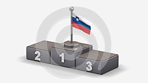 Slovenia 3D waving flag illustration on winner podium.