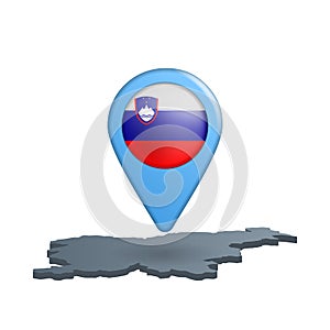 Slovenia flag map pin on white