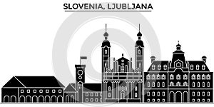 Slovenia, Ljubljana architecture vector city skyline, travel cityscape with landmarks, buildings, isolated sights on