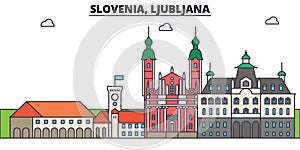 Slovenia, Ljubljana. City skyline, architecture, buildings, streets, silhouette, landscape, panorama, landmarks