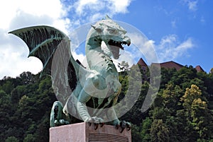 Slovenia Ljubljana Dragon at Zmajski Most photo