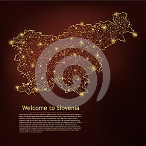 SLOVENIA map. Abstract mash line and point scales on dark geometric background. Wire frame 3D Mesh polygonal network line, design