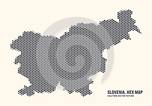 Slovenia Map Vector Hexagonal Half Tone Pattern Isolated On Light Background