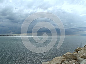 Slovenia, Portoroz, seascape before the storm