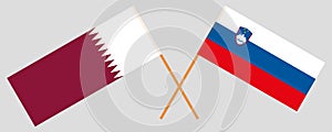 Slovenia and Qatar. The Slovenian and Qatari flags. Official colors. Correct proportion. Vector