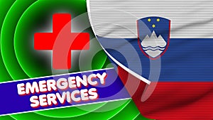 Slovenia Realistic Flag with Emergency Services Title Fabric Texture 3D Illustration