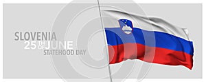 Slovenia statehood day greeting card, banner with template text vector illustration