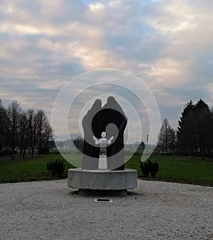 Slovenia - Statue in front of Mary Help of Christians Basilica , Brezje