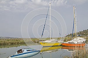 Fishing boats at Seca in Slovenia