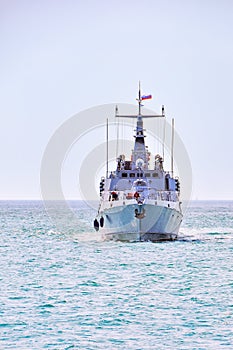 Slovenian Navy Patrol Boat Triglav in the bay of Portoroz on patrol