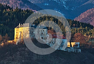 Slovenska Lupca castle under Low Tatras mountains