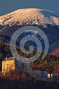 Slovenska Lupca castle under Prasiva mountain in Low Tatras