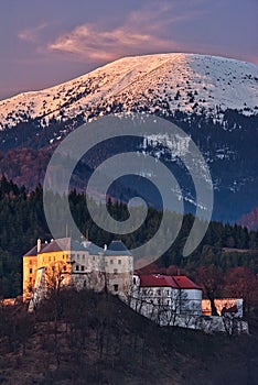 Slovenska Lupca castle under Prasiva mountain in Low Tatras