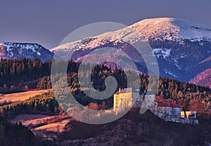 Slovenska Lupca castle under Prasiva mountain in Low Tatras