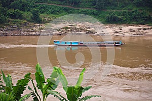 Slow boat at pakbeng on the Mekong river Laos