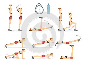 Slow Climbers and Tabata Set Vector Illustration