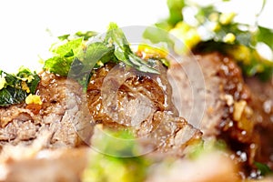 Slow cooked shin beef with orange gremolata