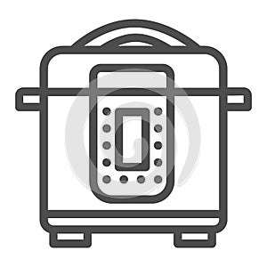 Slow cooker line icon, Kitchen appliances concept, Electric pan sign on white background, Multicooker icon in outline